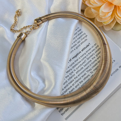 Gold Finish Coil Choker Necklace For Girls & Women