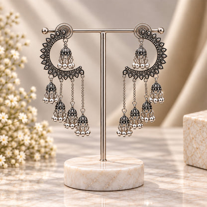 Oxidized Half Sunflower Earrings for Girls & Women's