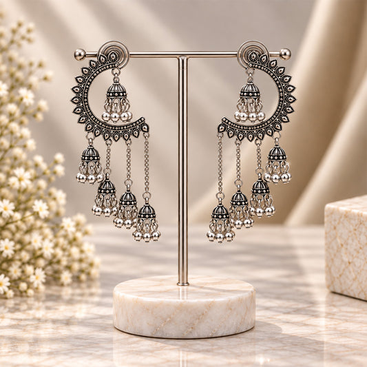 Oxidized Half Sunflower Earrings for Girls & Women's