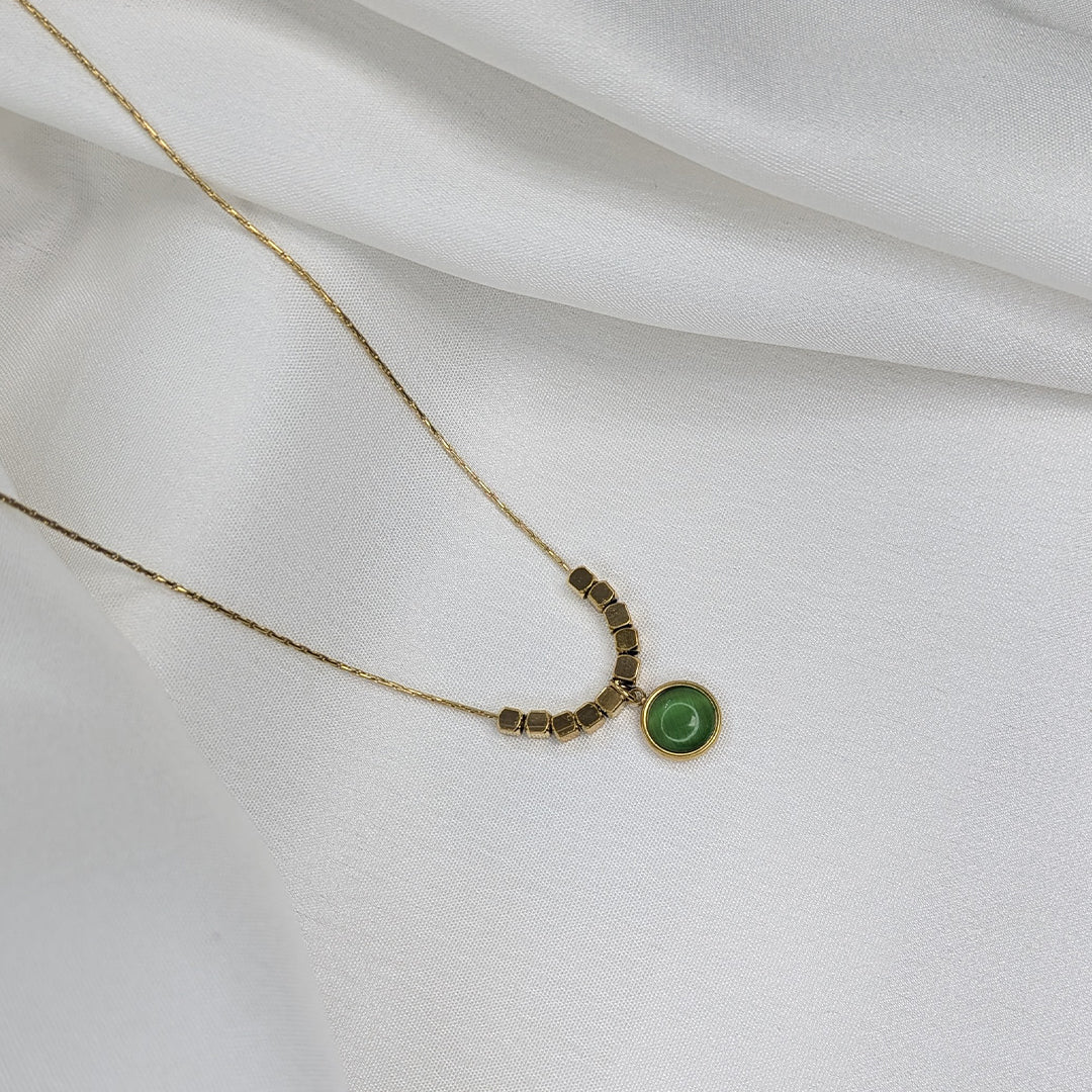 Gold Plated Geometric Beads & Stone Pendant for Women