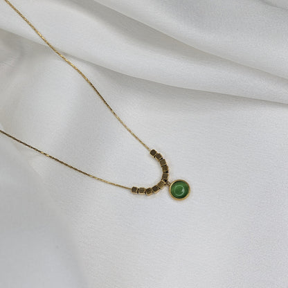 Gold Plated Geometric Beads & Stone Pendant for Women