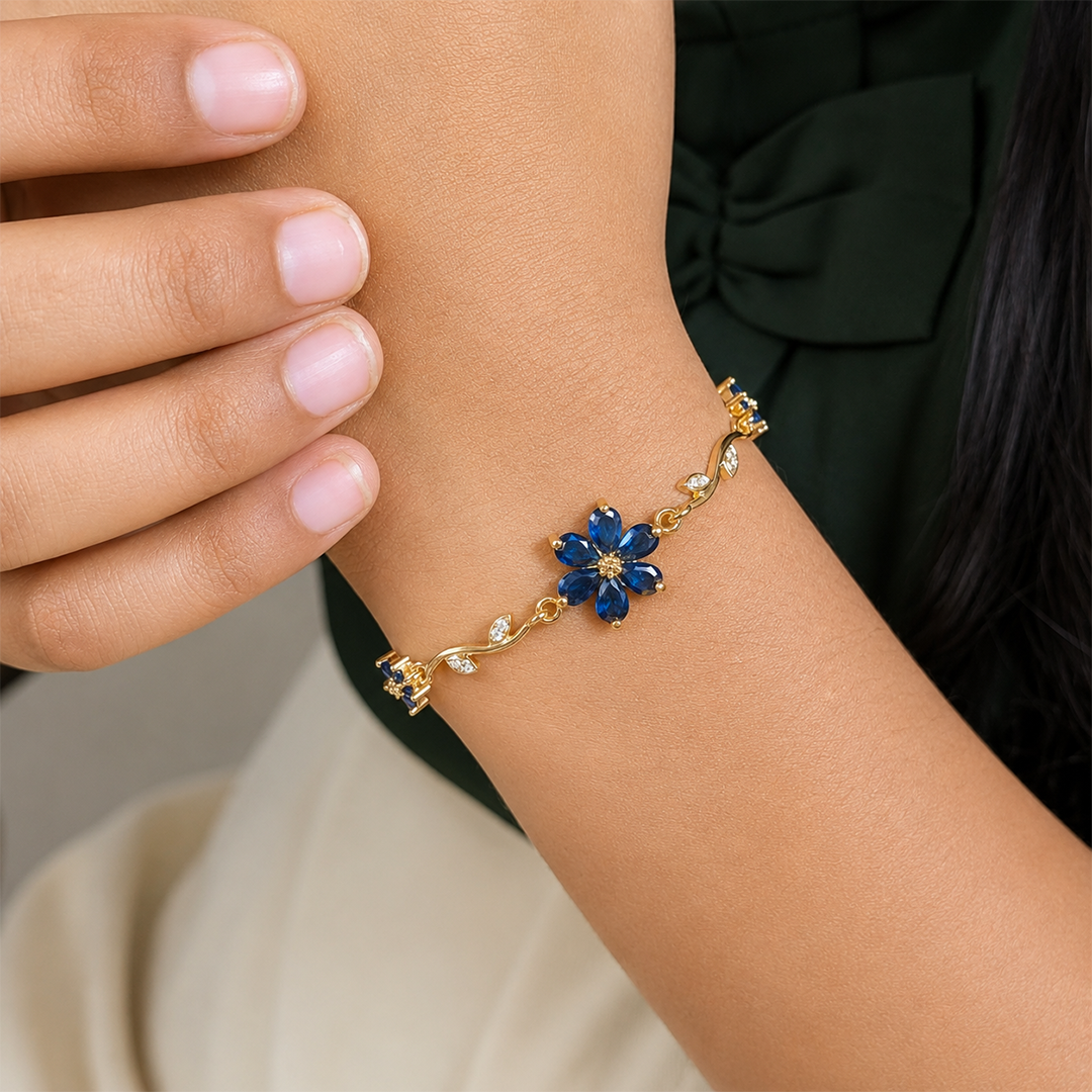 Sparkling Crystal Stone Flower Vine Bracelet for Girls & Womens
