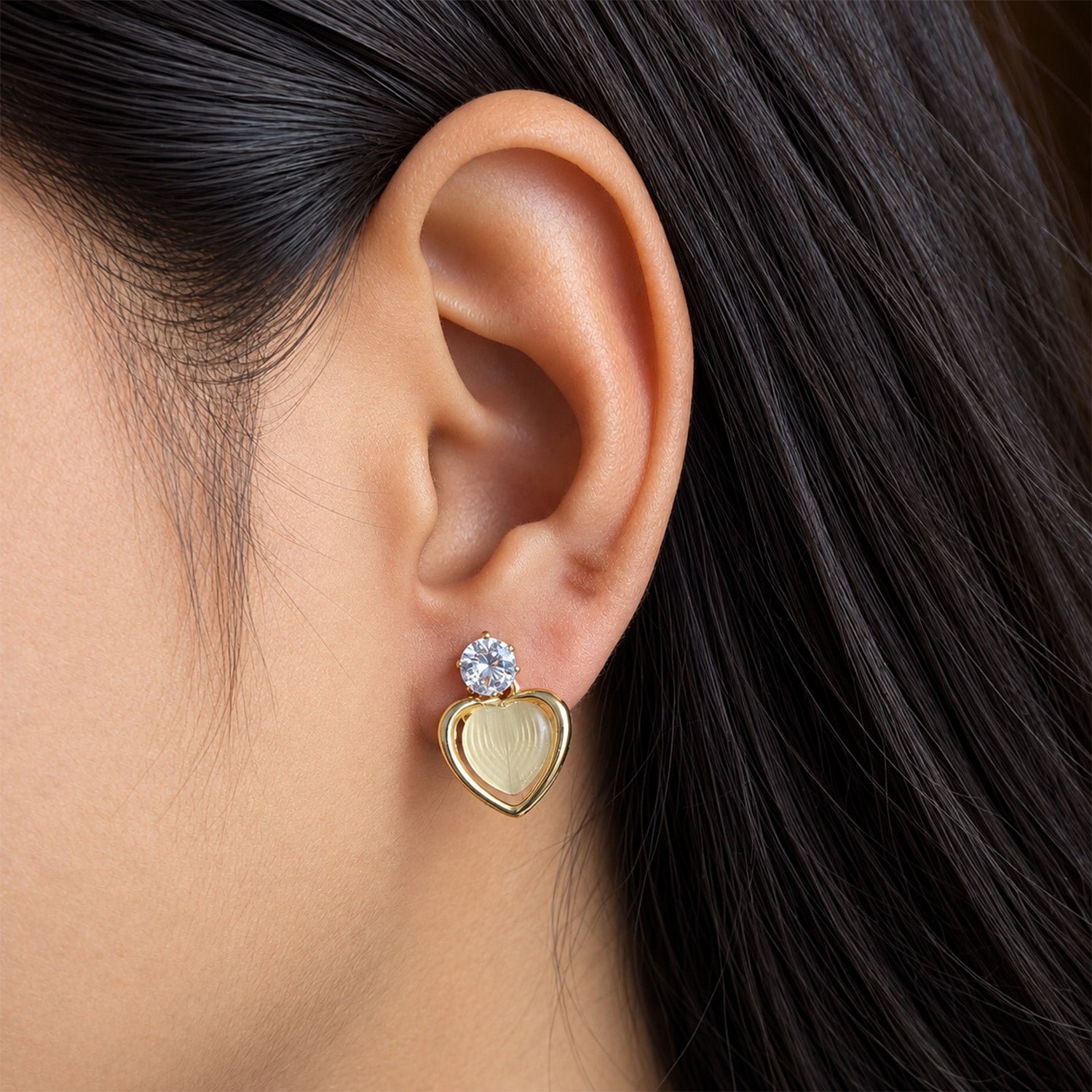 Solitaire Top Heart Earrings for Girls & Women's
