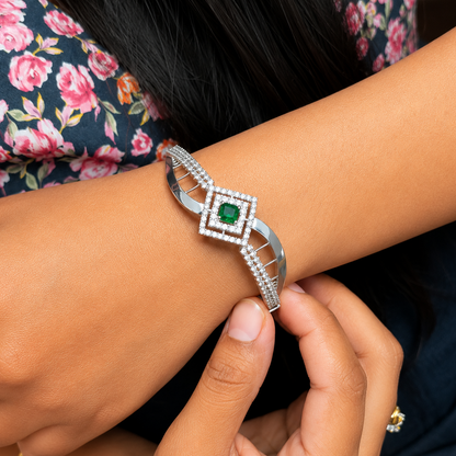 Sparkling Elegance Emerald Square CZ Bracelet for Girls & Women's