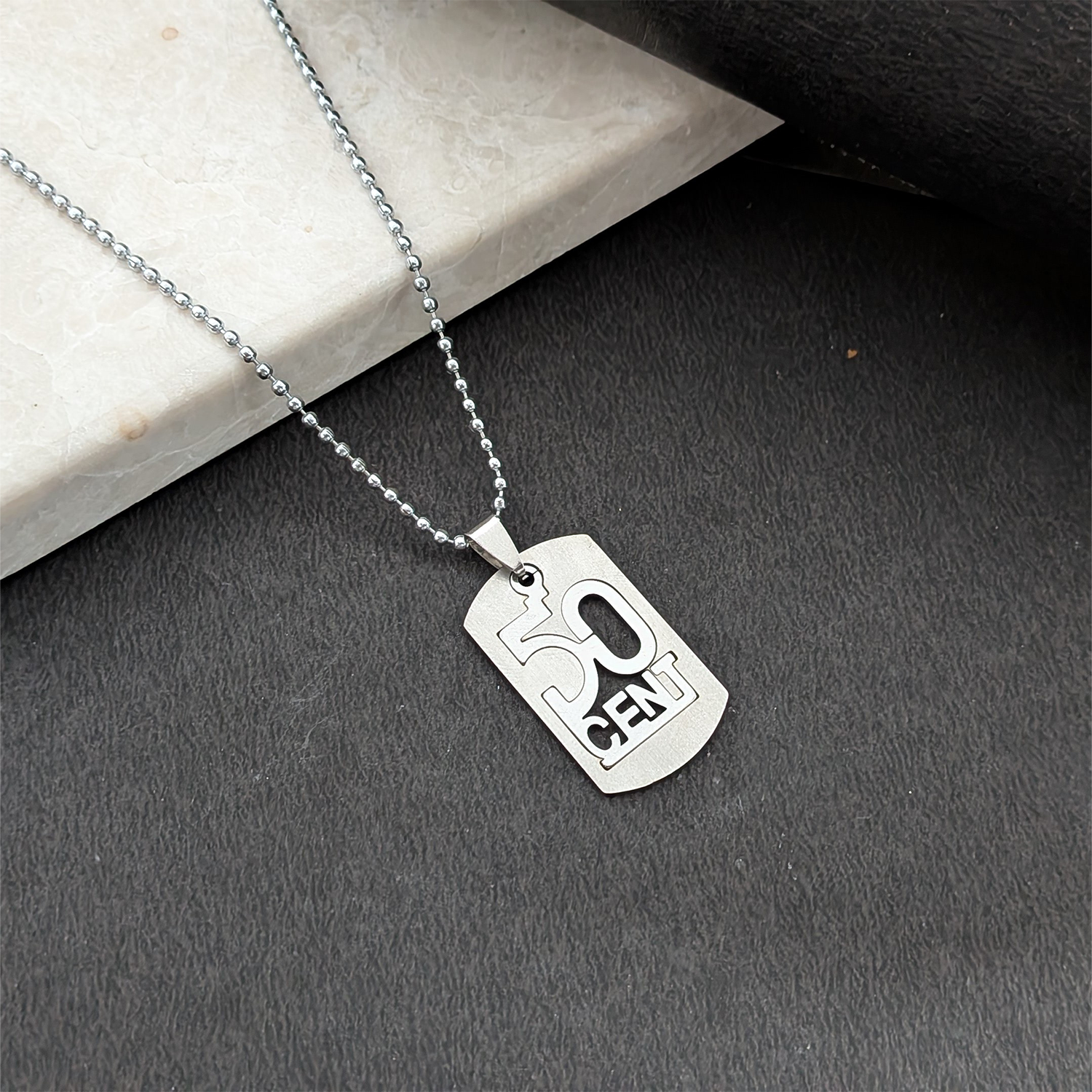 50 Cent Silver Tone Hip Hop Pendant for Men