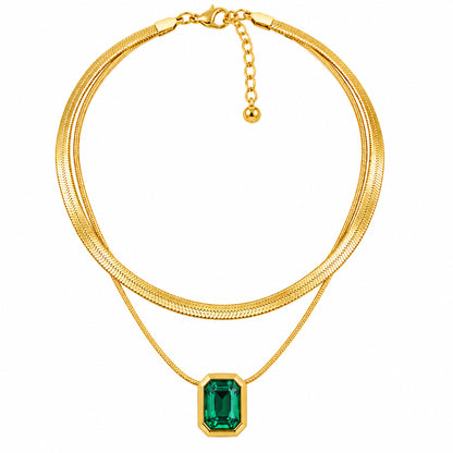 Dual Layer Cube Stone Rectangular Pendant