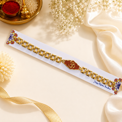 Premium Chain OM Engraved Rakhi Gift for Brother