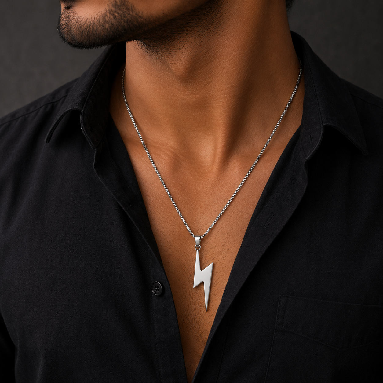 Lightning Bolt Pendant Necklace for Men & Boys