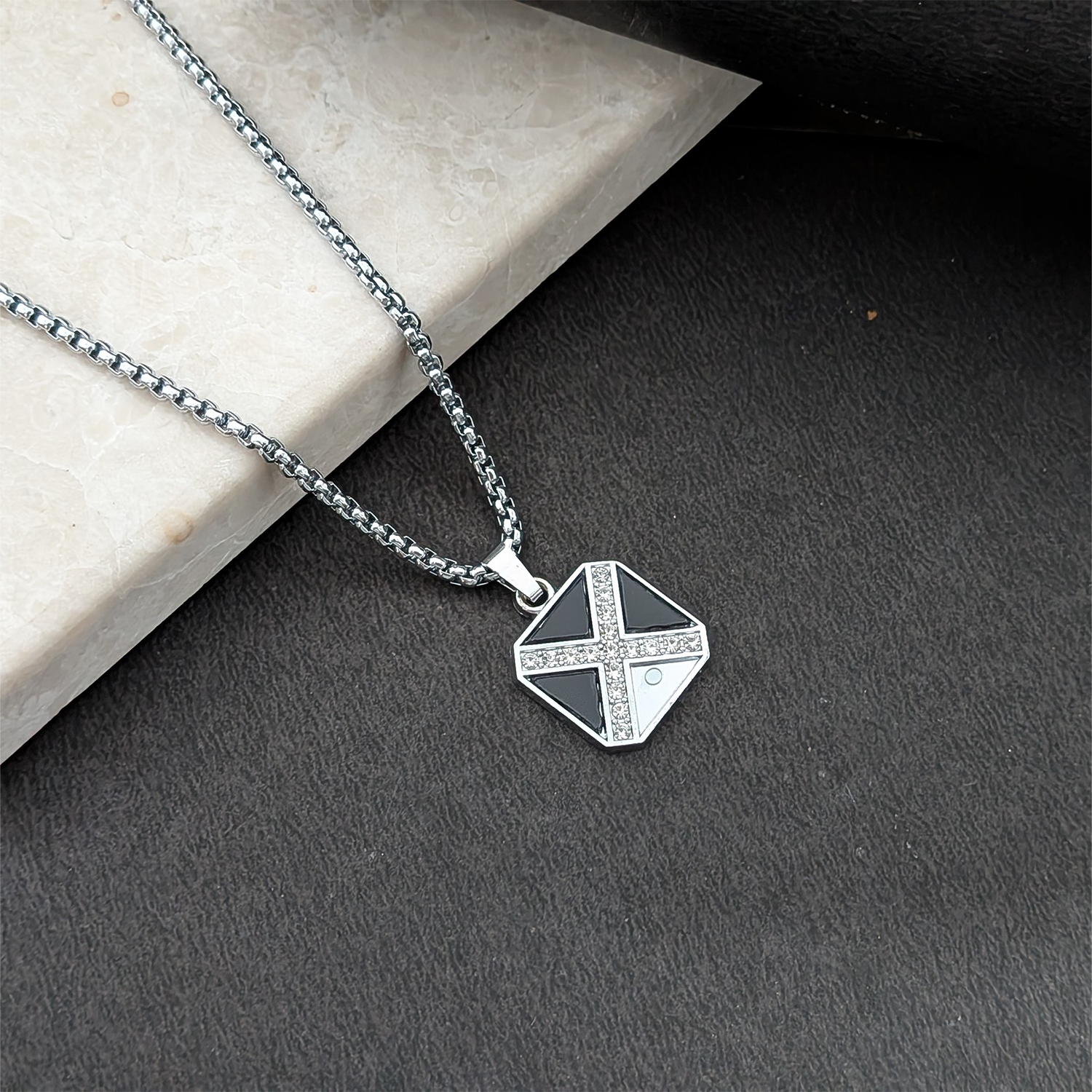 Black X Design Couple Pendant Necklace for Men
