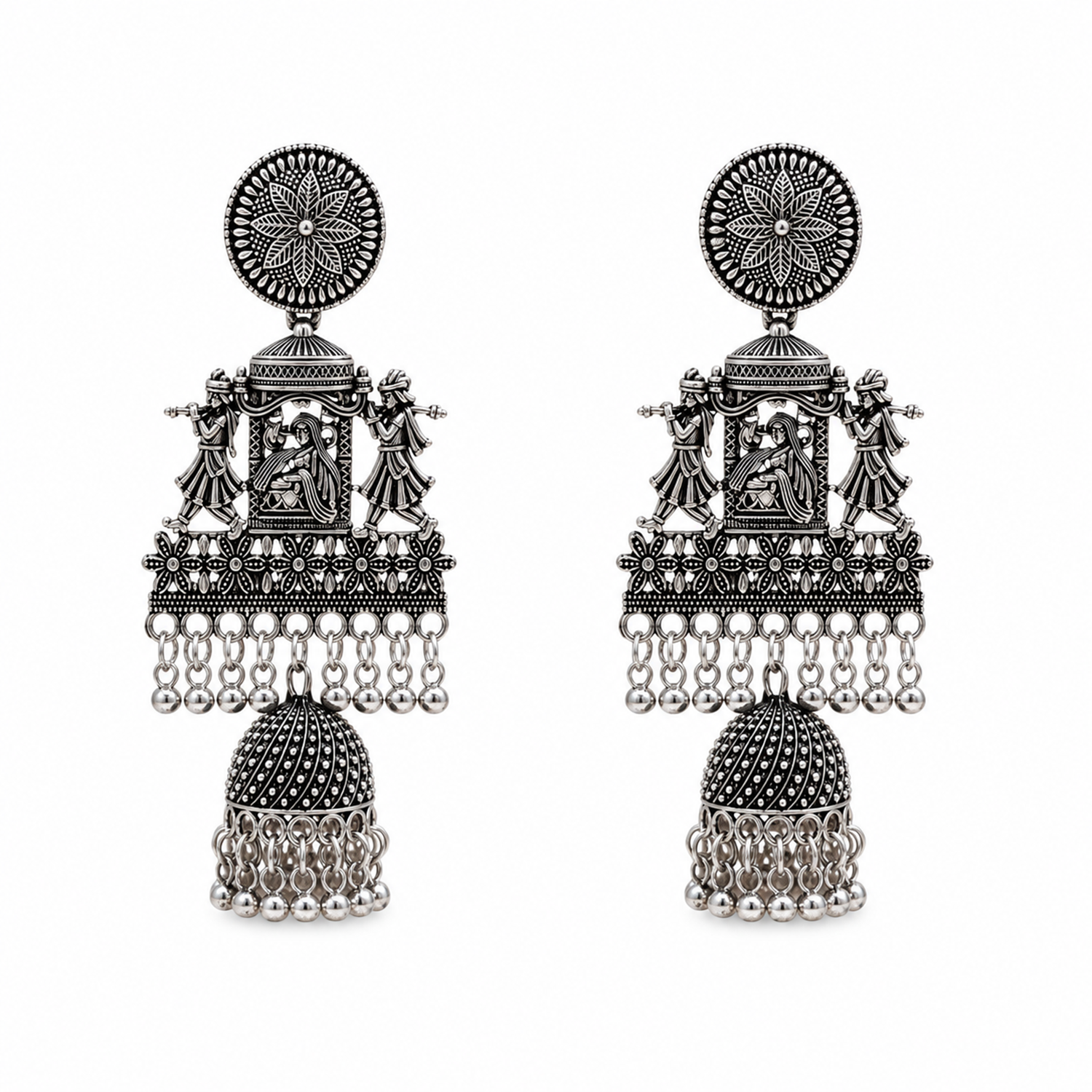 Oxidized Dhulhan Dholi Design Earrings for Girl's & Women's