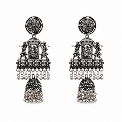 Oxidized Dhulhan Dholi Design Earrings for Girl's & Women's