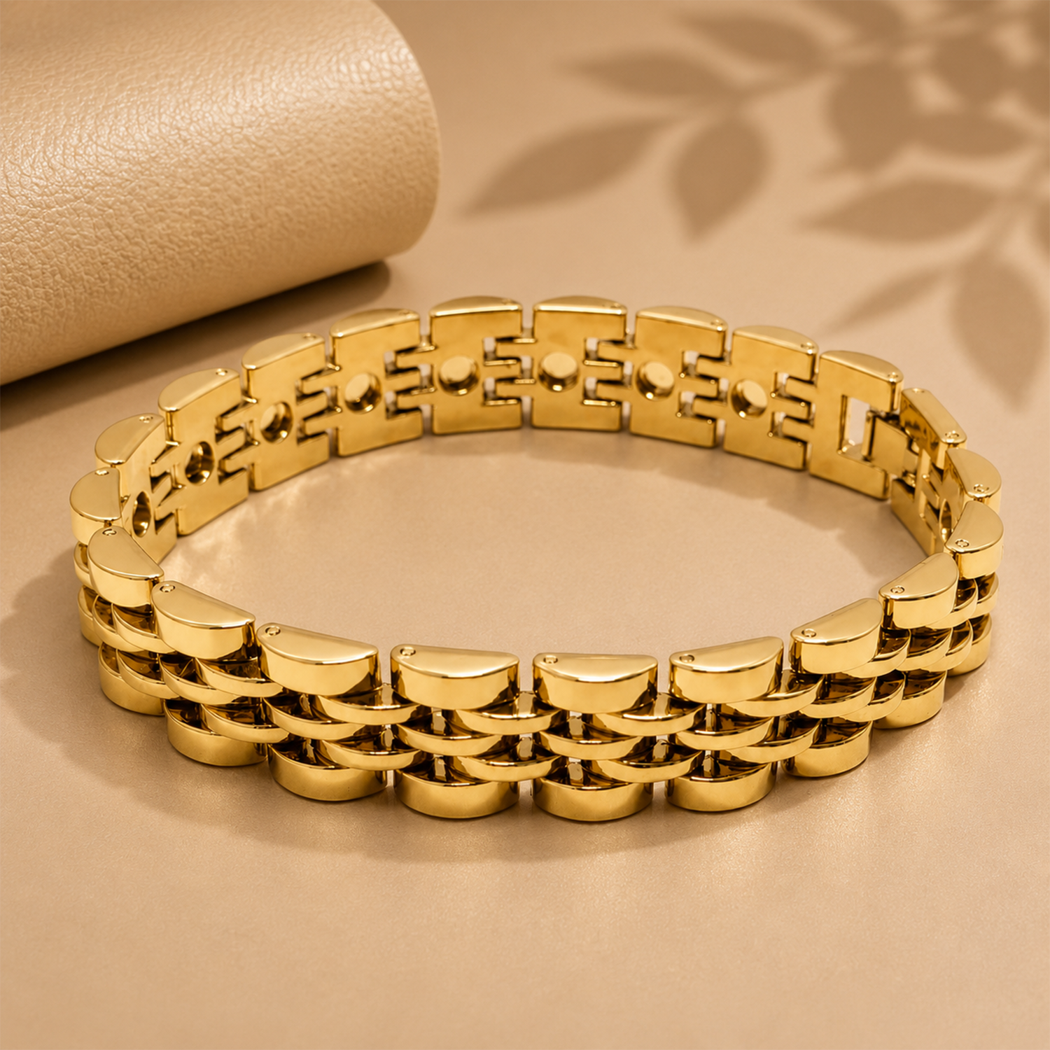 Chunky Style Interwoven Design Stainless Steel Bracelet For Men