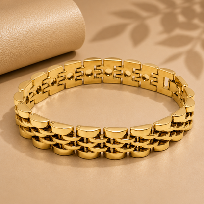 Chunky Style Interwoven Design Stainless Steel Bracelet For Men