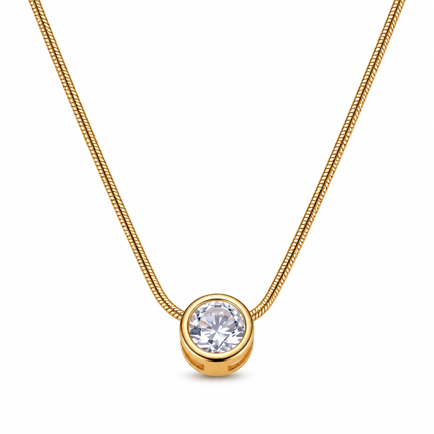 Circular Transparent Stone with Chain Pendant for Girls & Women