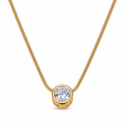 Circular Transparent Stone with Chain Pendant for Girls & Women