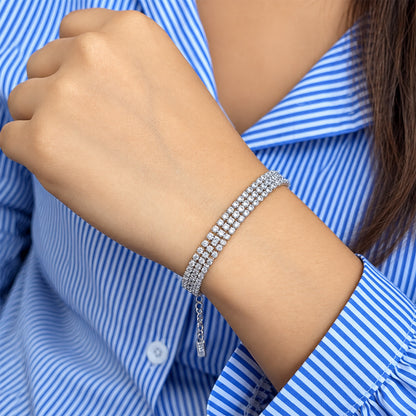 Multi-Strand Rhinestone Alloy Tennis Bracelets for Girls & Women