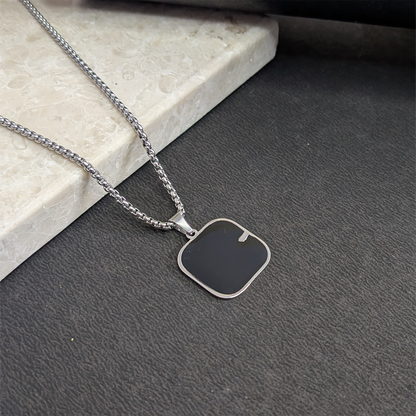 Square Cut Black Onyx Pendant for Men & Boys