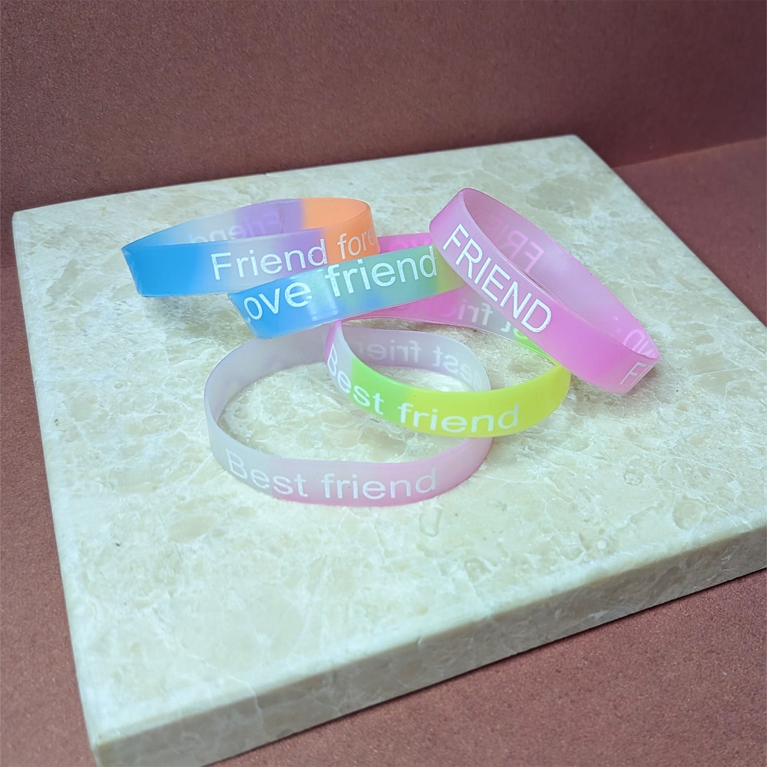 Multicolor Printed Silicone Bands | 5pcs Friendship Wristbands
