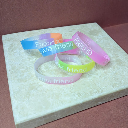 Multicolor Printed Silicone Bands | 5pcs Friendship Wristbands