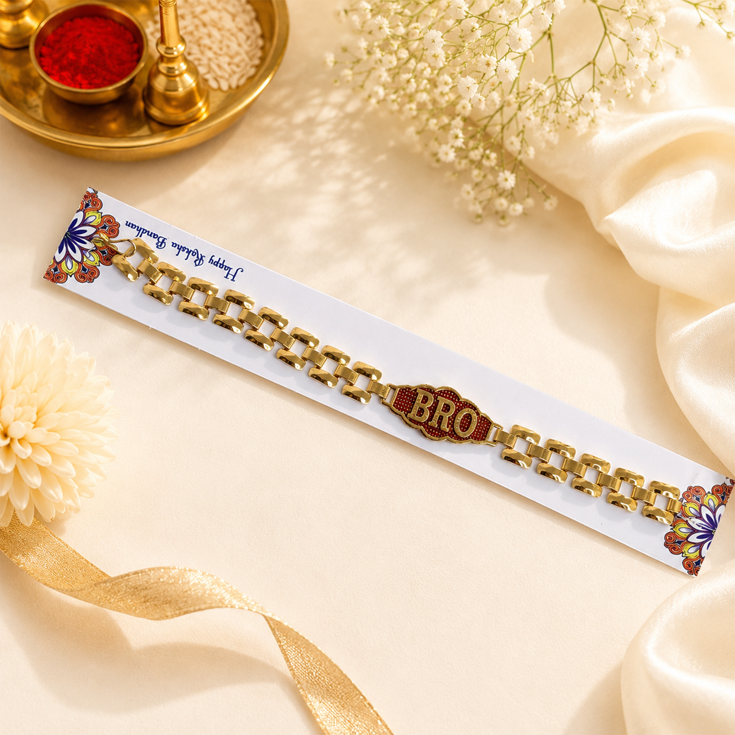 Premium Chain BRO Engraved Rakhi Gift for Brother