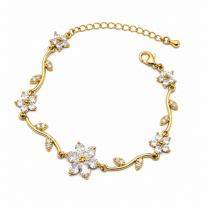 Sparkling Crystal Stone Flower Vine Bracelet for Girls & Womens