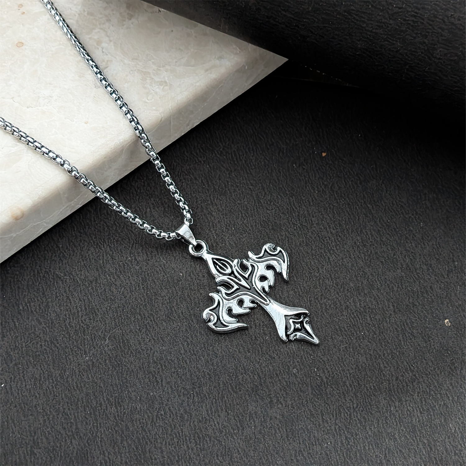 Gothic Cross Pendant Necklace for Men