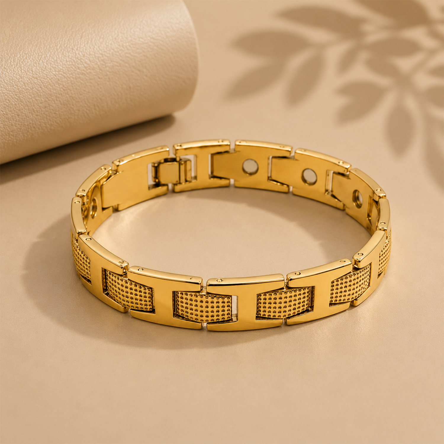 Geometric Textured Embedded Magnetic Therapy Bracelet for Men