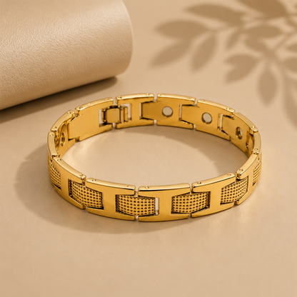 Geometric Textured Embedded Magnetic Therapy Bracelet for Men