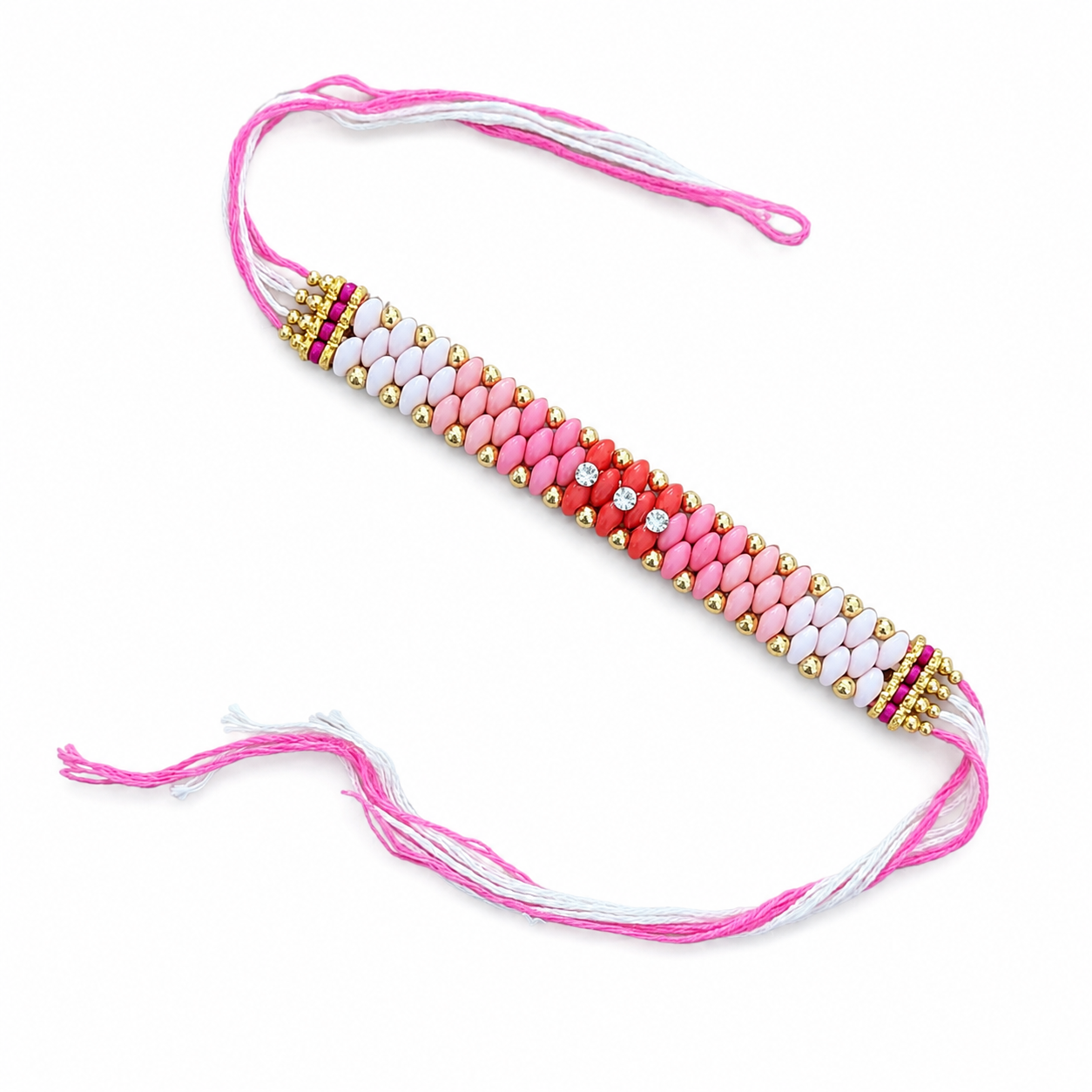 Handmade Pink Beaded Rakhi for Brother