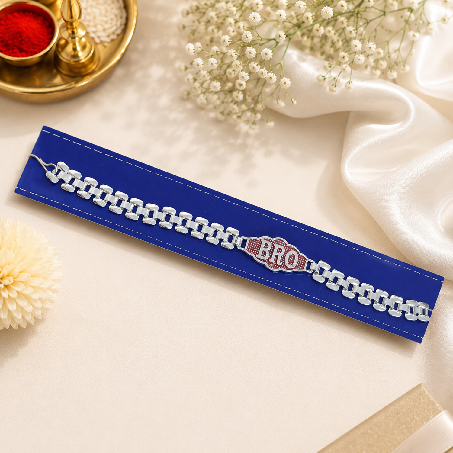 Premium Chain BRO Engraved Rakhi Gift for Brother