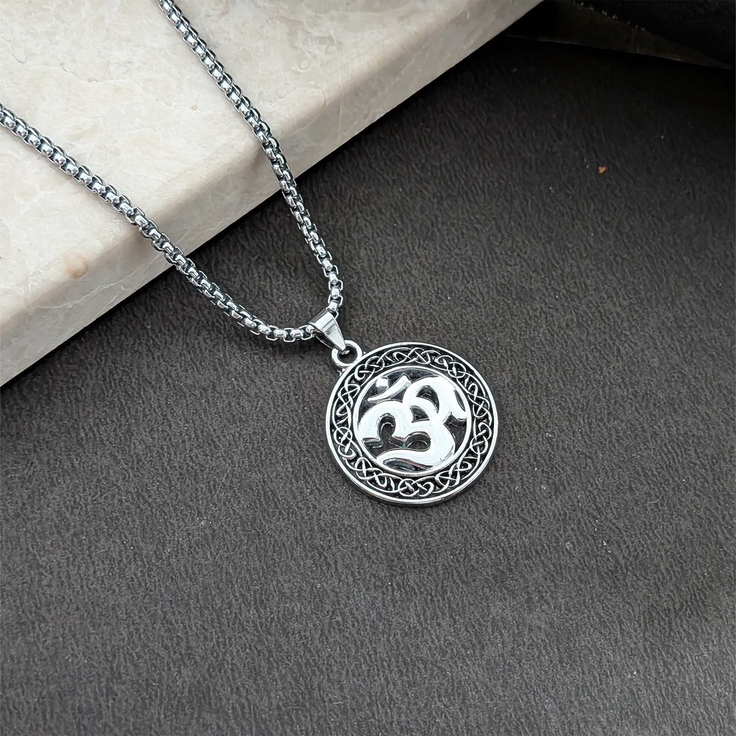 Om Celtic Knot Pendant Necklace for Men & Boys