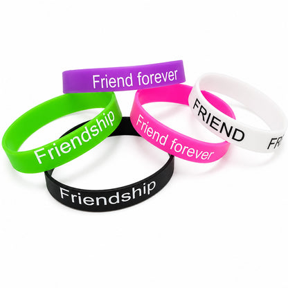 Friendship Silicone Wristbands | 5pcs Colorful Printed Rubber Bands