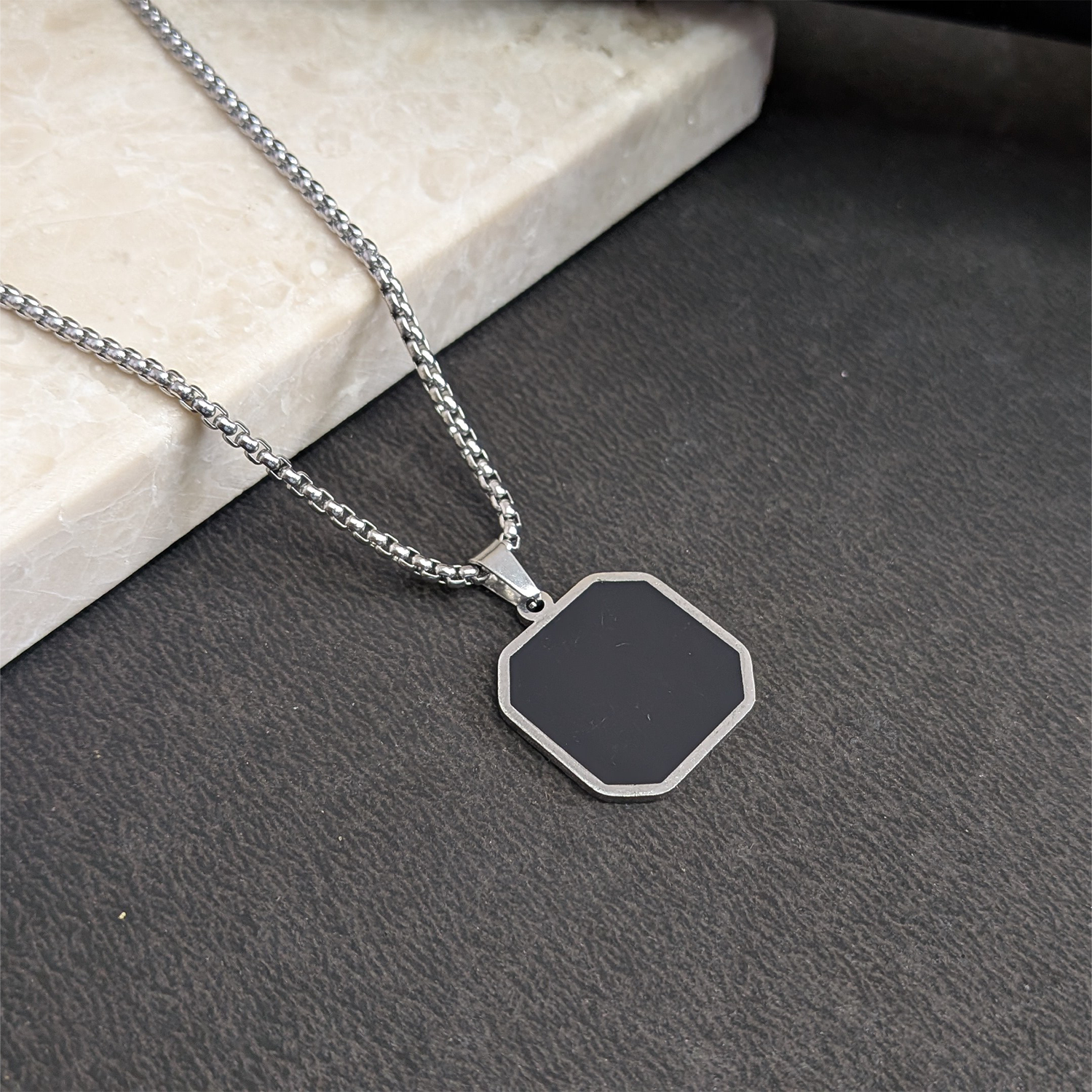 Octagonal Dice Black Onyx Pendant for Men & Boys