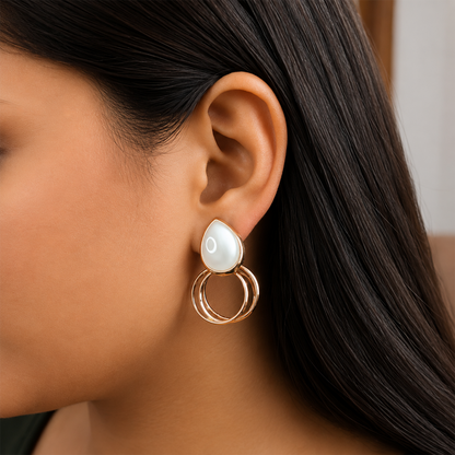 White Water Drop Hoop Statement Earrings for Girls & Women
