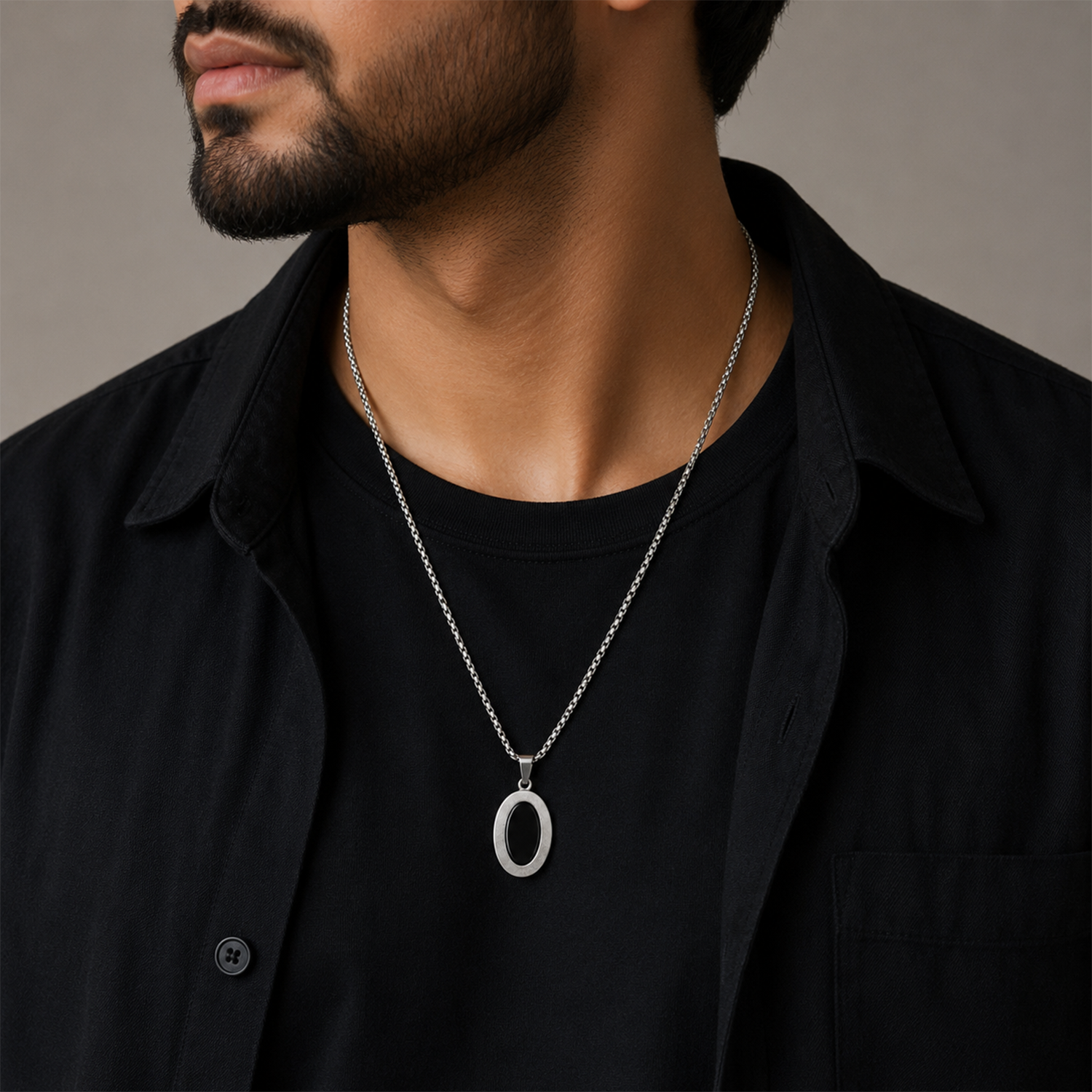 Tangent Circular Black Onyx Pendant for Men & Boys