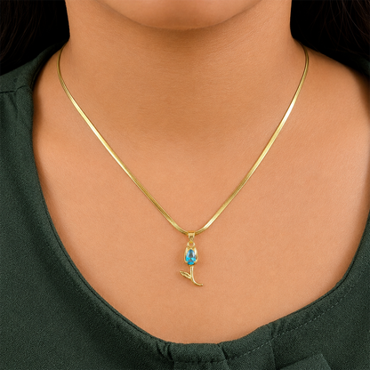 Tulip Teardrop Flower Pendant Necklace For Girls & Women's