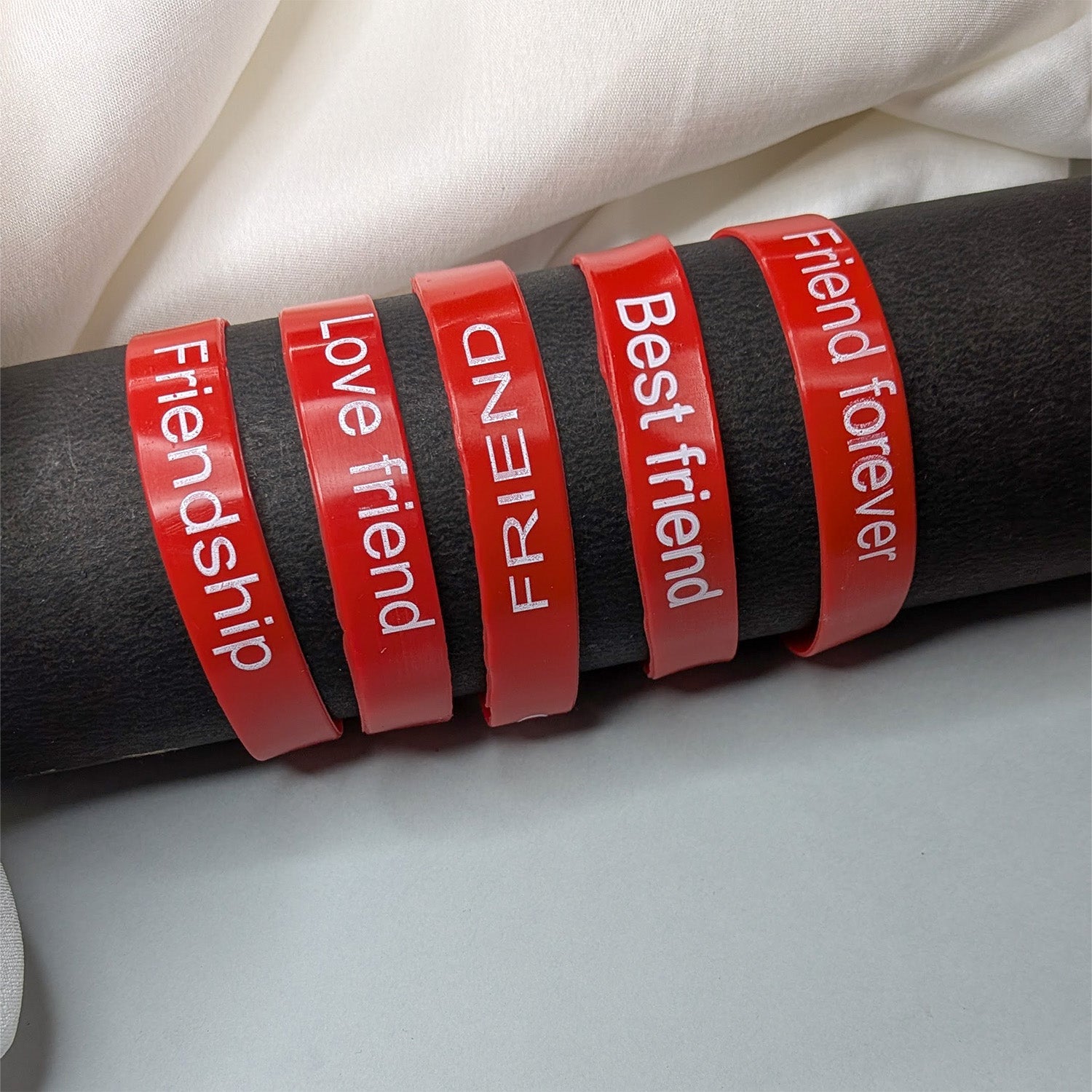 Printed Friendship Rubber Bands for Kids | 5pcs Colorful Silicone Wristbands