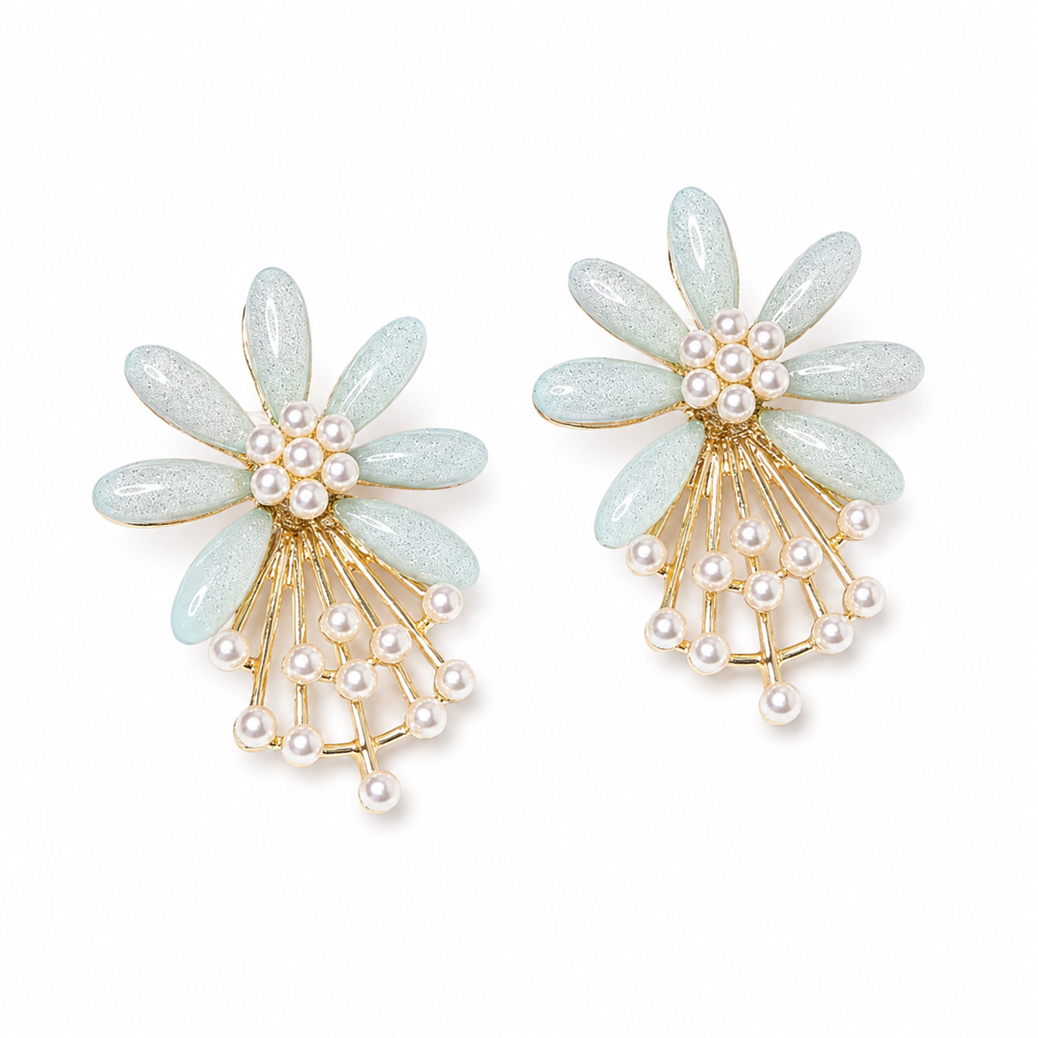 7 PetalFlower Pearl Drop Earrings for Girls & Women