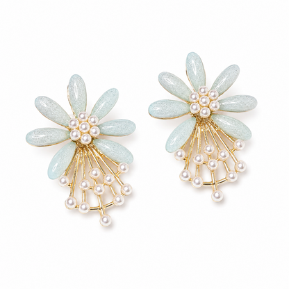 7 PetalFlower Pearl Drop Earrings for Girls & Women
