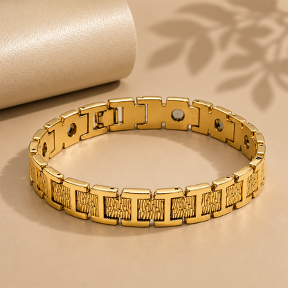 Geometric Textured Embedded Magnetic Therapy Bracelet for Men