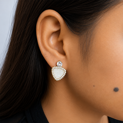 White Triangle Stud Korean Earrings for Women