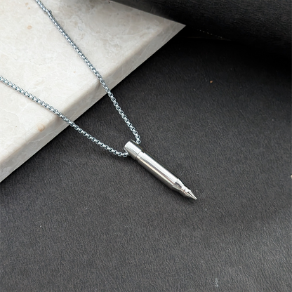 Stainless Steel Bullet Capsule Pendant for Men & Boys