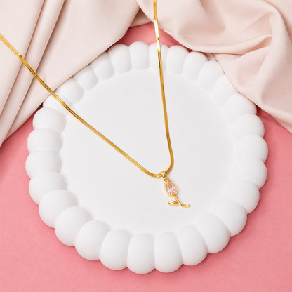 Tulip Teardrop Flower Pendant Necklace For Girls & Women's