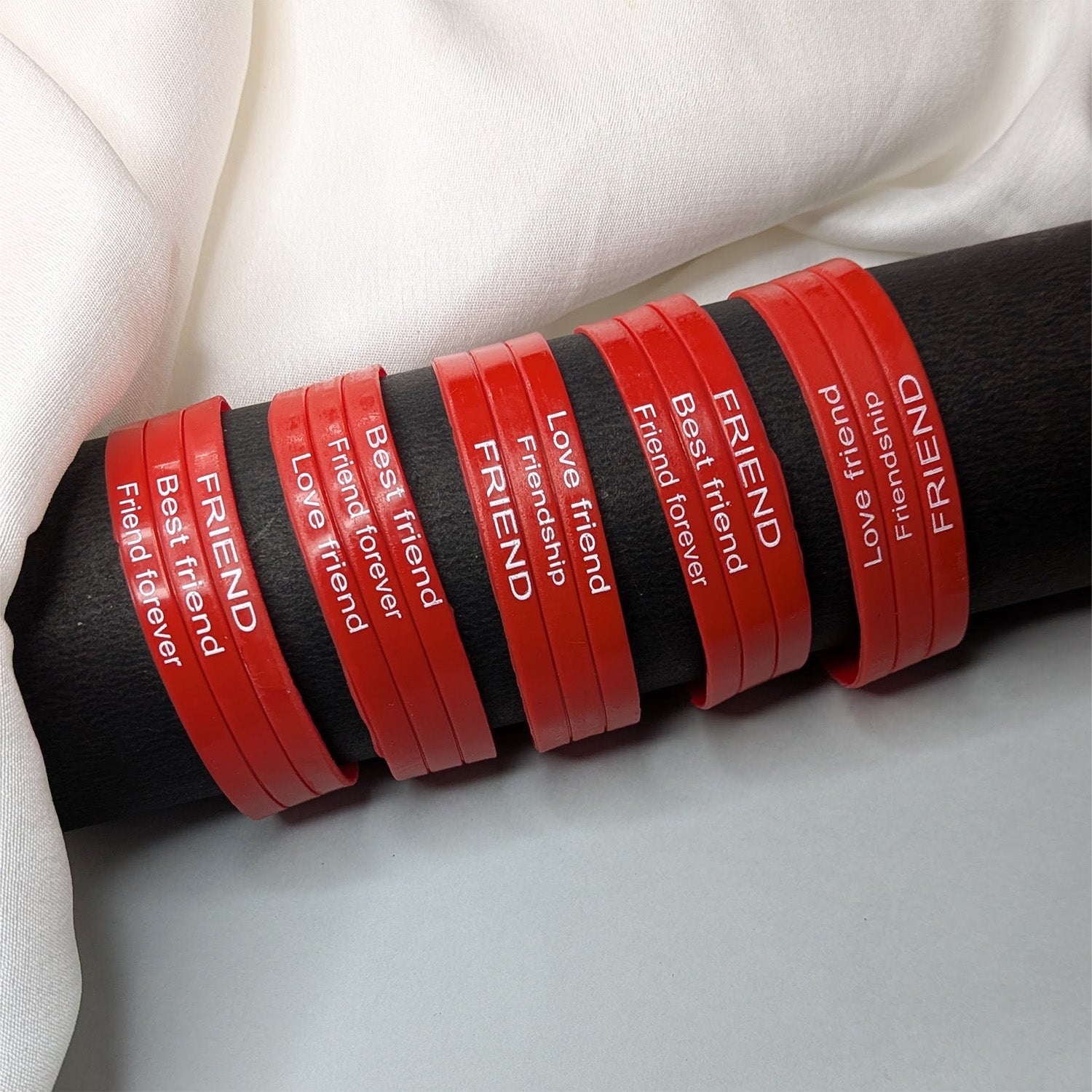 Silicone Friendship Day Bands | 5pcs Rainbow Printed Wristbands