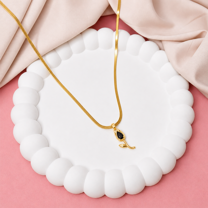 Tulip Teardrop Flower Pendant Necklace For Girls & Women's