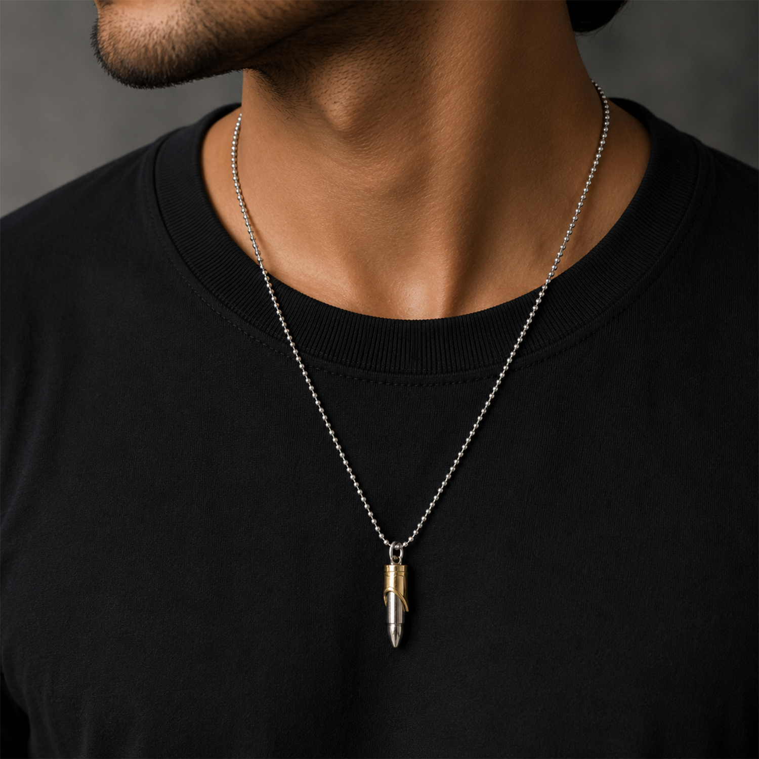 Bullet Pendant Necklace for Men & Boys with Ball Chain