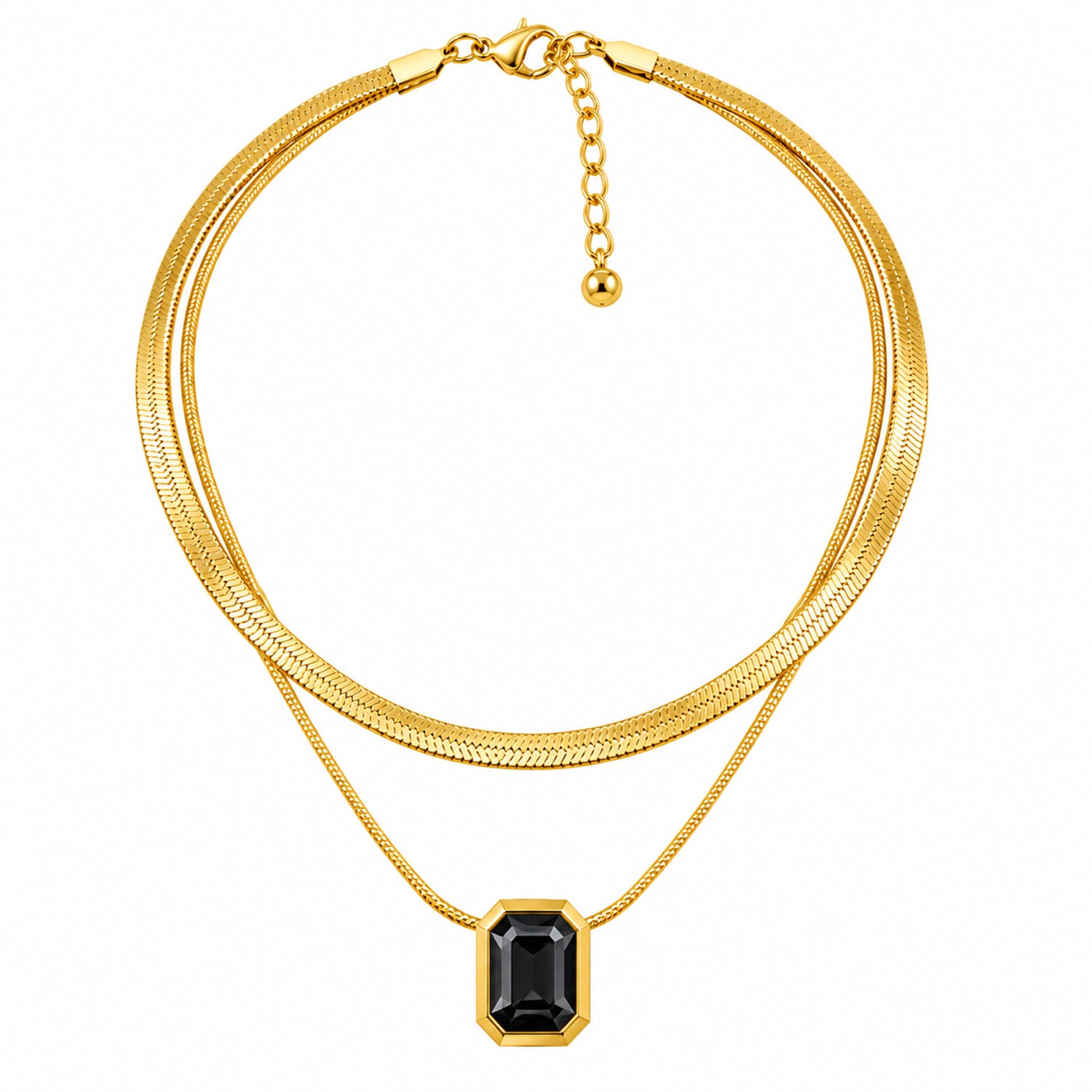 Dual Layer Cube Stone Rectangular Pendant