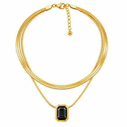 Dual Layer Cube Stone Rectangular Pendant