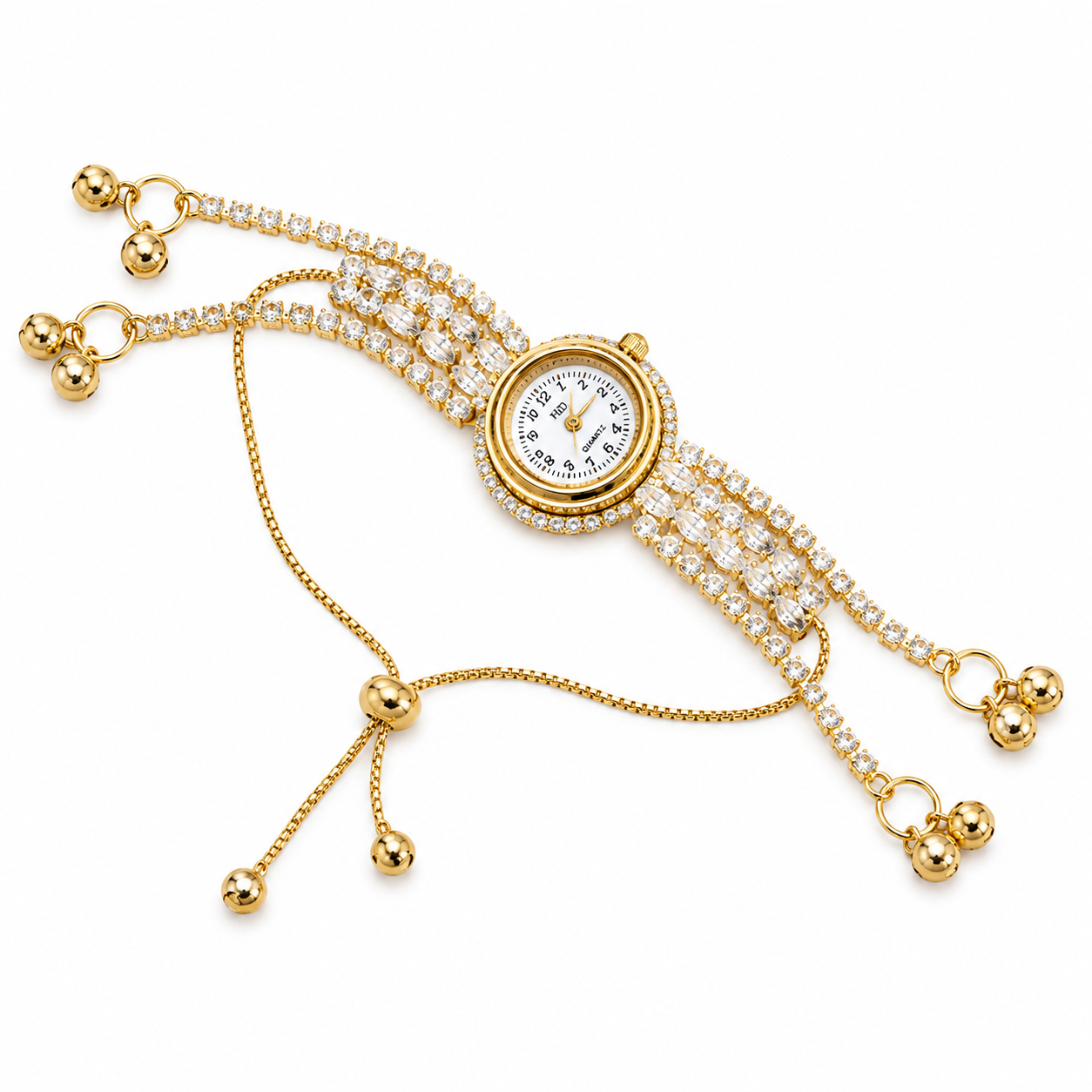 Gold Plated Crystal Stone Kashmiri Watch for Girls & Women