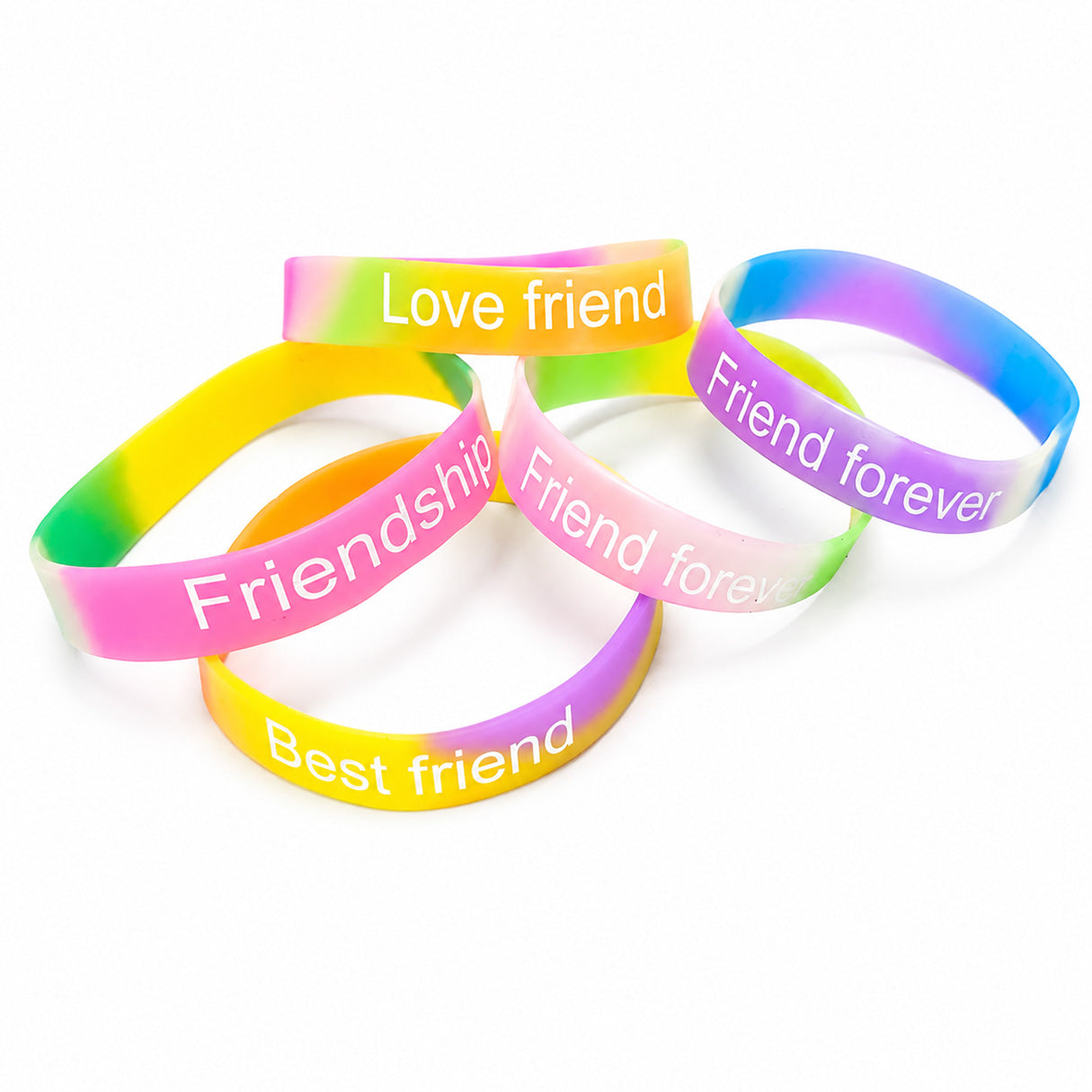 5pcs Silicone Multicolor Friendship Bands | Stretchable Rubber Bracelets